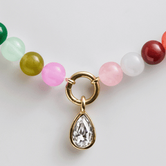 Janette Beaded Ring Necklace - Fuchsia Agate Bead