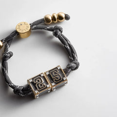 Block Party Varsity Number Custom Bracelet - Onyx Double Digit