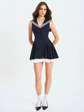 Calliope Navy Sailor Pleated Mini Dress
