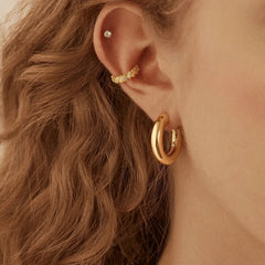18K Gold Heart Ear Cuff - Heart