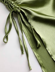 Satin Cut Out Ruched Cami Dress
