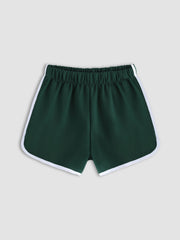 Contrasting Trim Sporty Zipper Up Sweatshirt & Shorts Set