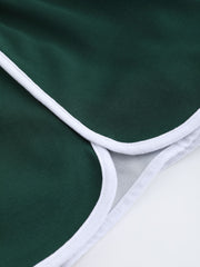 Contrasting Trim Sporty Zipper Up Sweatshirt & Shorts Set
