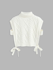 Solid Cable Knit Crop Vest