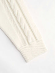 Solid V-neck Lace Trim Oversized Knitted Top