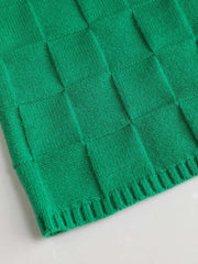 Solid Knitted High Waist Straight Leg Trousers