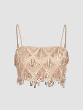 Sequins Tassel Crop Cami Top