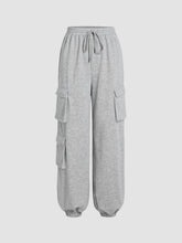 Solid Elastic Waist Cargo Jogger Sweatpants