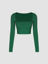 Solid Square Neck Knitted Crop Top