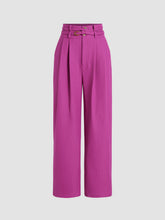 Belted Tweed Tapered Trousers