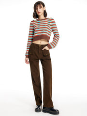 Last Autumn Chocolate Straight Leg Trousers