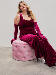 Velvet Retro Solid Jumpsuit Curve & Plus