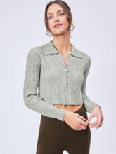 Wool-blend Knit Zipper Long Sleeve Collared Top