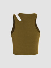 Solid Asymmetrical Sleeveless Crop Top