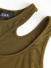 Solid Asymmetrical Sleeveless Crop Top