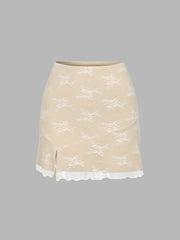 Sheer Lace Split Mini Skirt