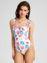 Color Floral Knotted One Piece Swimsuit
