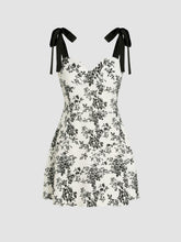 Floral V-neck Knotted Mini Dress