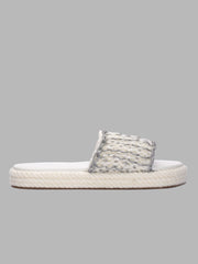 Braided Fuzzy Band Flat Slippers