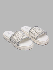 Braided Fuzzy Band Flat Slippers