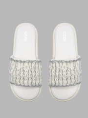 Braided Fuzzy Band Flat Slippers