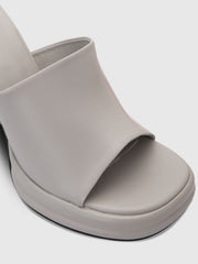 Faux Leather Chunky Heeled Single Band Sandals