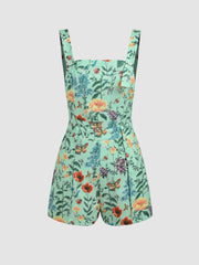 Lightweight Corduroy Floral Button Romper