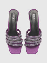 Faux Leather Glitter Double Strap Stiletto Heeled Sandals