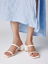 Classic Square Toe Two Strap Chunky Heeled Sandals