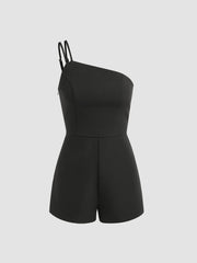 Asymmetrical Neck Wide Leg Romper