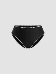 Contrasting Binding Cheeky Bikini Bottom Curve & Plus