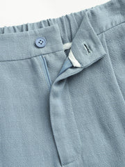 Button Elastic Waist Wide Leg Trousers