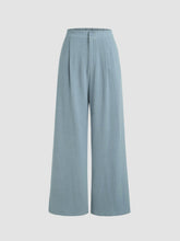 Button Elastic Waist Wide Leg Trousers