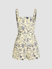 Lightweight Corduroy Floral Button Romper