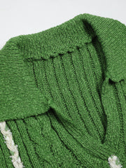 Knit Collar Striped Vest