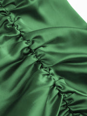 Solid Satin Ruched Split Midi Cami Dress