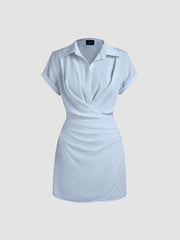 Collar Wrap Buckle Mini Dress