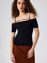 Wool-blend Off-shoulder Knitted Short Sleeve Crop Top