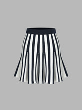 Knit Striped High Waist Ruffle Mini Skirt