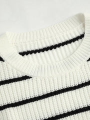 Striped Knit Round Neckline Long Sleeve Top Curve & Plus