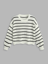 Striped Knit Round Neckline Long Sleeve Top Curve & Plus