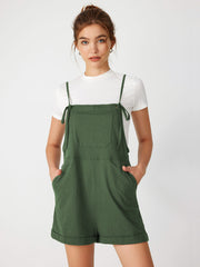 Knotted Pocket Wide Leg Romper