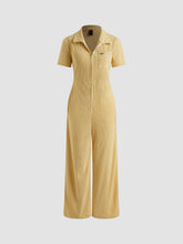 Collar Solid Zipper Jumpsuit