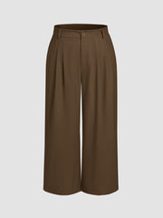 Corduroy Mid Waist Pleated Wide Leg Trousers Curve & Plus