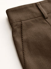 Corduroy Mid Waist Pleated Wide Leg Trousers Curve & Plus