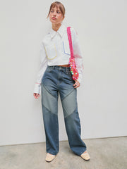 Collar Solid Pocket Long Sleeve Blouse