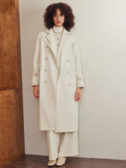 Collar Solid Pocket Trench Coat