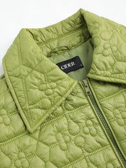 Collar Floral Button Puffer Jacket