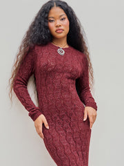 Wool-blend Round Neck Metallic Knitted Maxi Dress