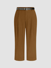 High Waist Solid Tapered Trousers With Belt Curve & Plus